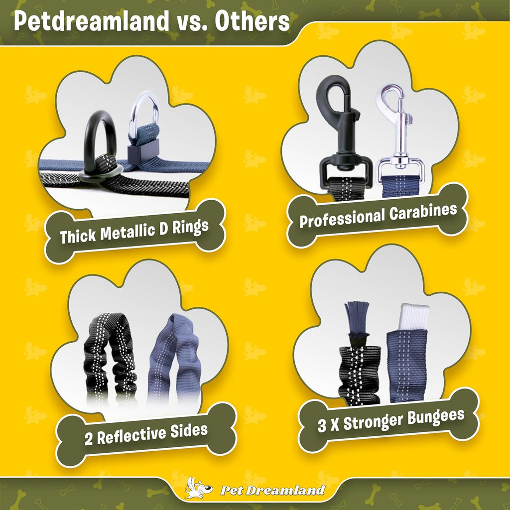 Premium Hands-Free Double Leash for Two Large Dogs - Tangle-Free Design, Ideal for Running (Black & Red)